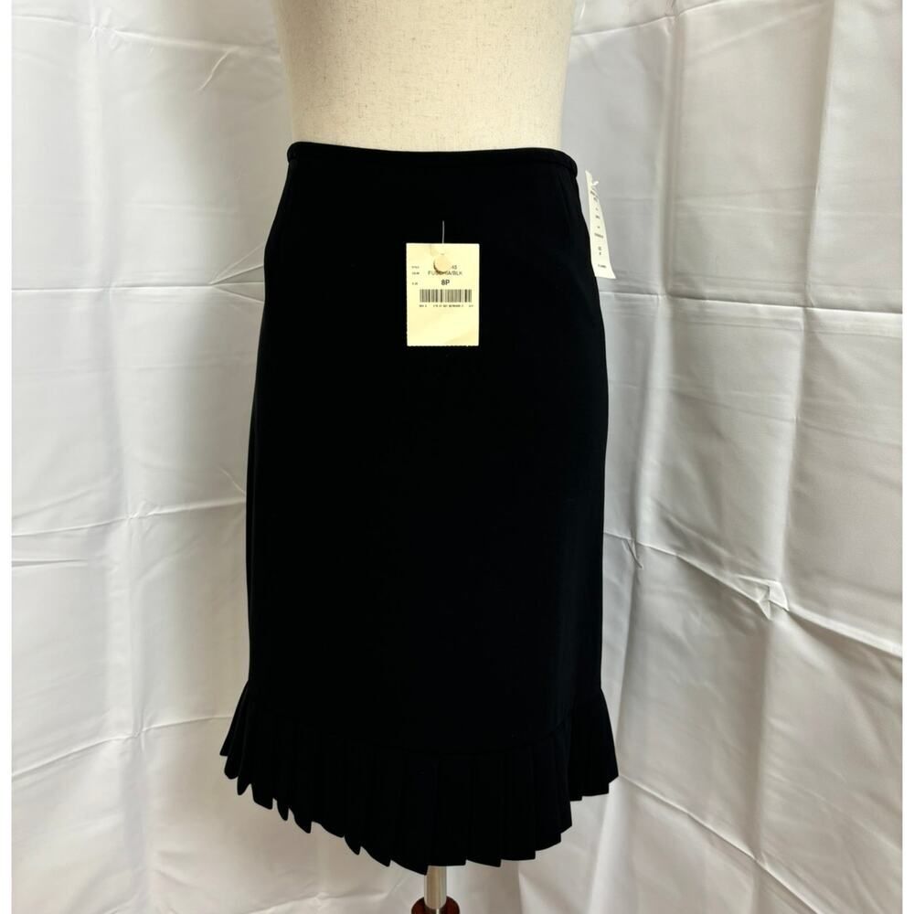 NWT Tahari ASL Ruffle Hem Black Pencil Skirt Size 8P